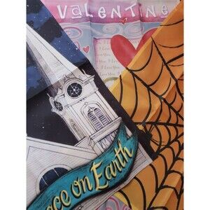 Garden Flag Holiday Lot of 3 Valentines Christmas Halloween Small